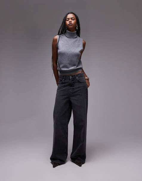 Mango - Danielle - Forvaskede sorte longline jeans med lige ben - view 1