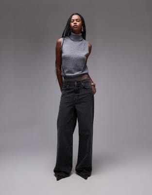 Mango - Danielle - Gerade geschnittene Longline-Jeans in verwaschenem Schwarz