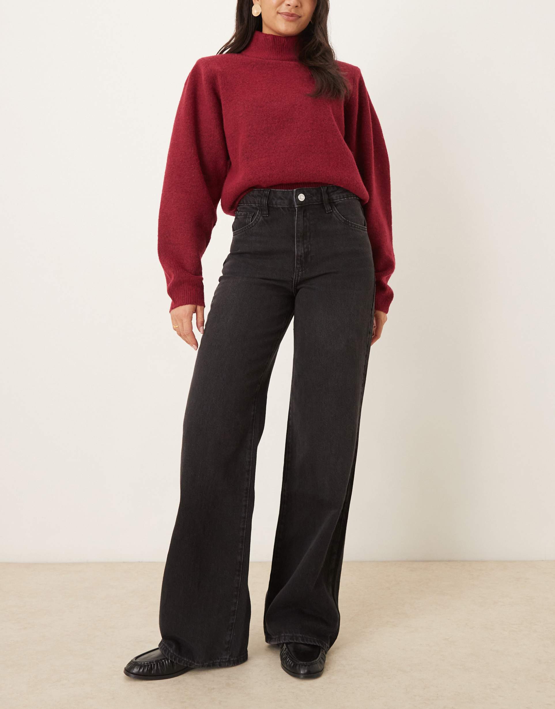 mango danila 100% cotton straight leg jeans in black