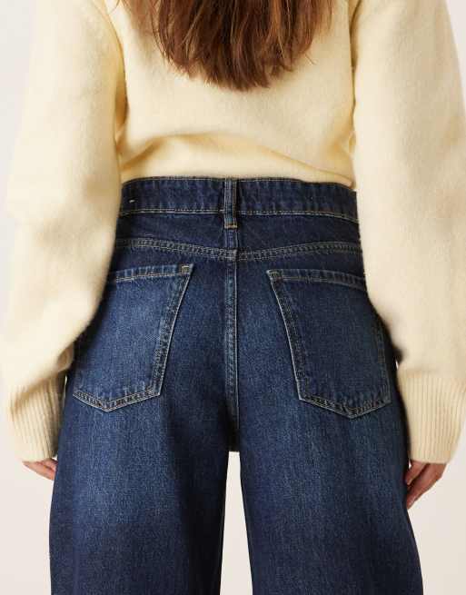Mango Danila 100% cotton wide leg jeans in dark blue, 5 of 5