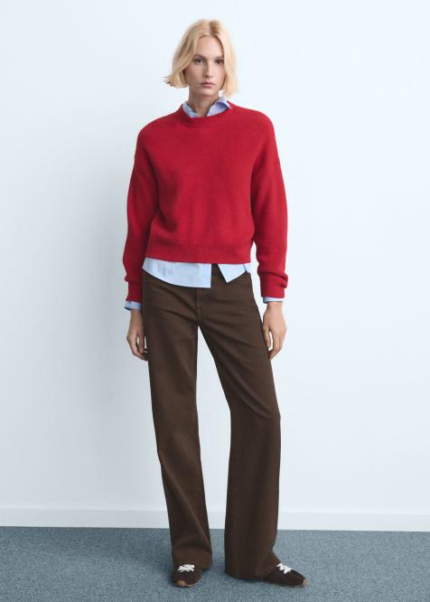 Mango - Danila - Brune jeans med lige ben og flossede buksekanter i 100% bomuld - view 1