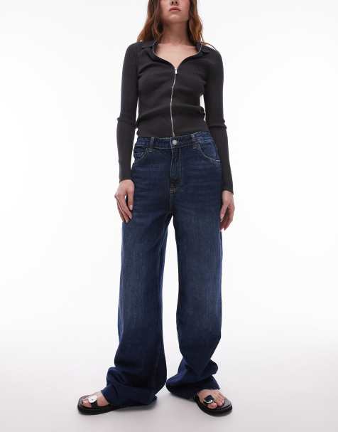 Mango – Danila – Gerade Jeans in Dunkelblau mit unverarbeitetem Saum - view 1