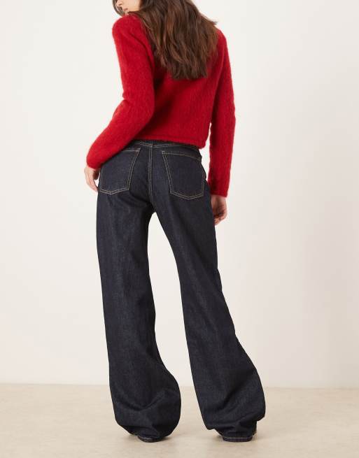 Mango - Danila - Indigoblå jeans med lige ben og flossede kanter i benene i 100% bomuld, 3 af 5