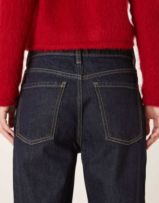Mango - Danila - Indigoblå jeans med lige ben og flossede kanter i benene i 100% bomuld, 5 af 5