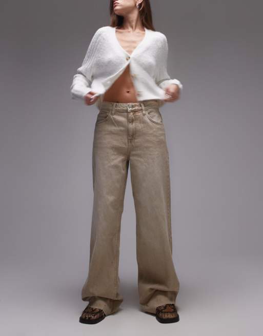 Mango - Danila - Jeans con orlo grezzo marrone lavaggio vintage