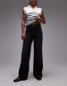 ASOS DESIGN – Camisole-Oberteil in schimmerndem Schwarz mit gerüschten Trägern