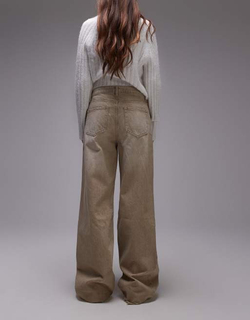Mango - Danila - Jeans met onafgewerkte zoom in bruin met vintage wassing, 2 van 5