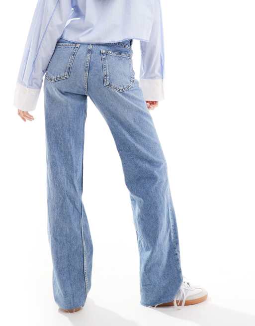 Mango - Danila - Jeans met rechte pijpen en onafgewerkte zoom in lichtblauw, 4 van 5