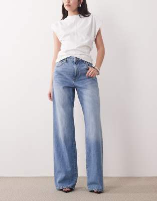 Mango Danila Raw Hem Straight Leg Jean In Blue