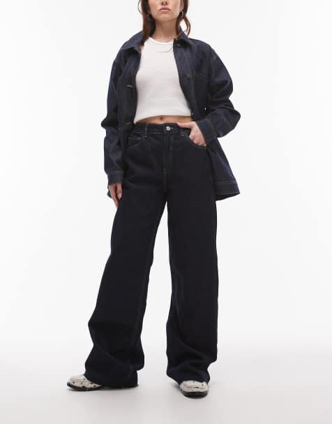 Mango Danila raw hem straight leg jeans in indigo blue - view 1