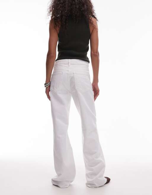 Mango Danila raw hem straight leg jeans in white