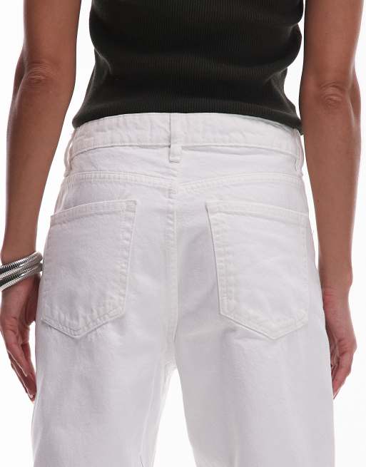 Mango Danila raw hem straight leg jeans in white