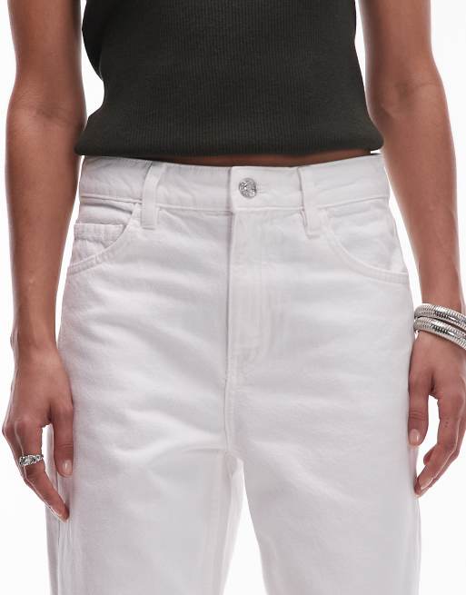 Mango Danila raw hem straight leg jeans in white