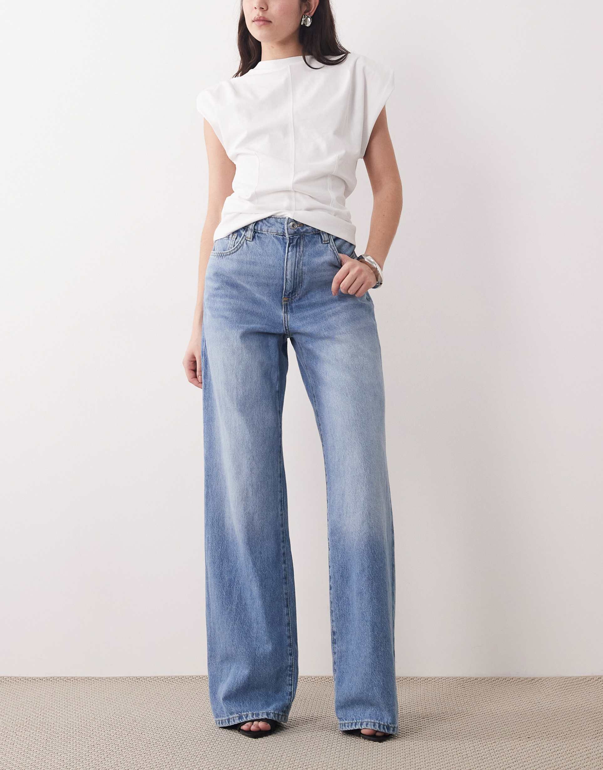 mango danila straight leg jeans in light blue
