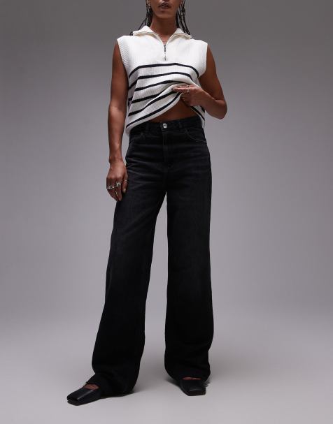 Mango Danila straight leg raw hem jeans in black - view 1