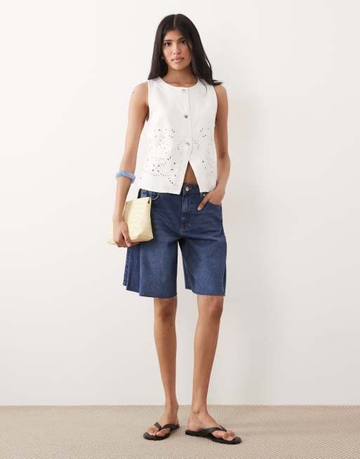 Mango - Débardeur 100 % coton boutonné à broderies - Blanc, 2 de 4