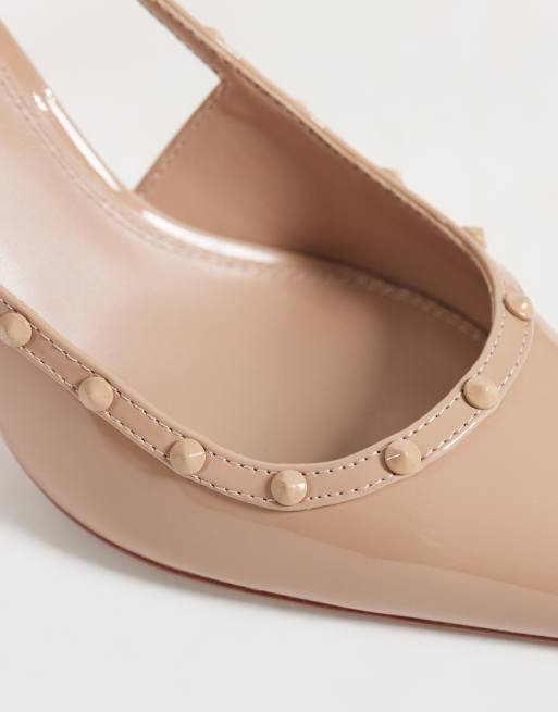 Mango décolleté slingback con borchie beige, 4 di 4