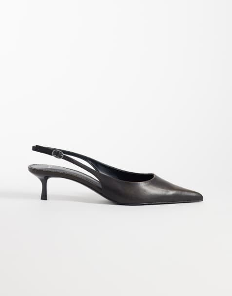 Mango décolleté slingback con tacco in chocolate - view 1
