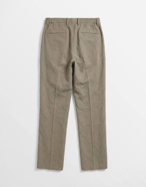 Mango Delave linen blend relaxed fit suit trouser co-ord in olive green, 7 of 9