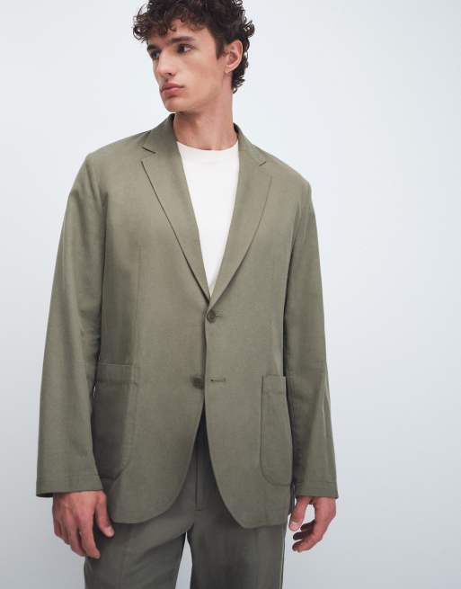 Mango – Delave – Oliwkowozielony luźny garnitur z domieszką lnu, 2 z 3