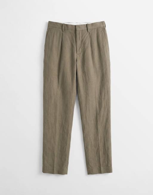 Mango - Delave - Ruimvallende pantalon van linnenmix in olijfgroen, deel van co-ord set, 6 van 9