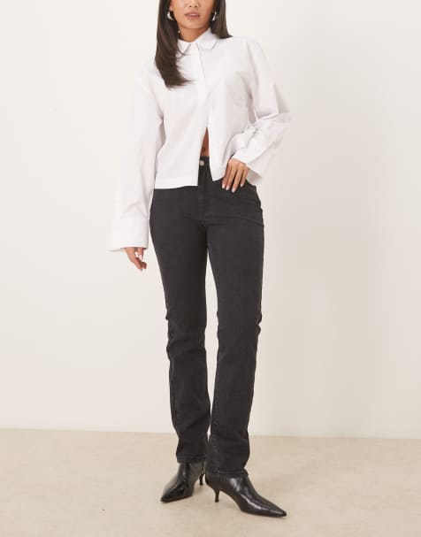 Mango Delia 100% cotton slim jean in black