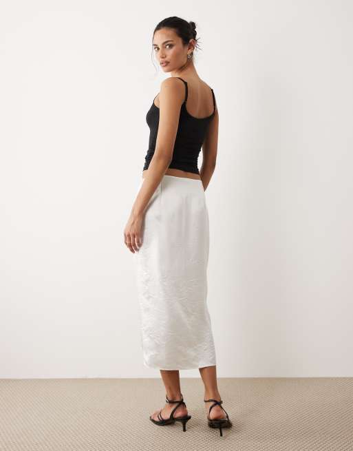 Mango delicate lace midi skirt in white, 3 of 5