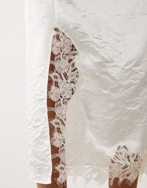 Mango delicate lace midi skirt in white, 5 of 5