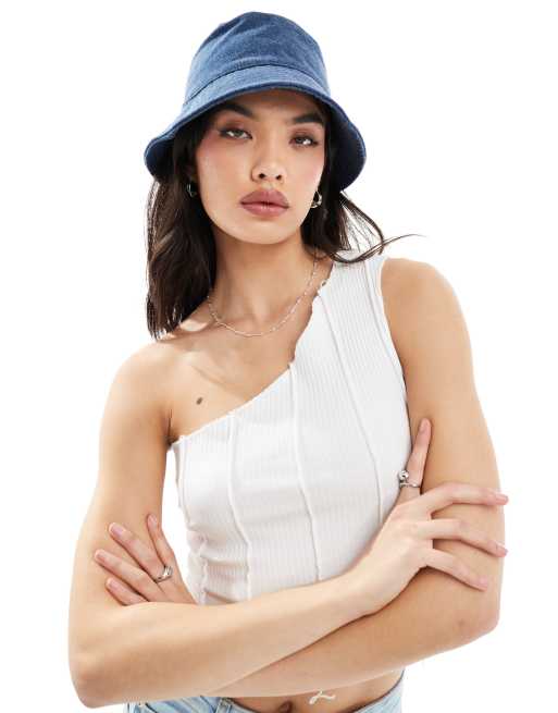 Mango - Denim bucket hat in blauw