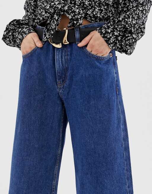 Mango Denim Culotte In Medium Blue Asos