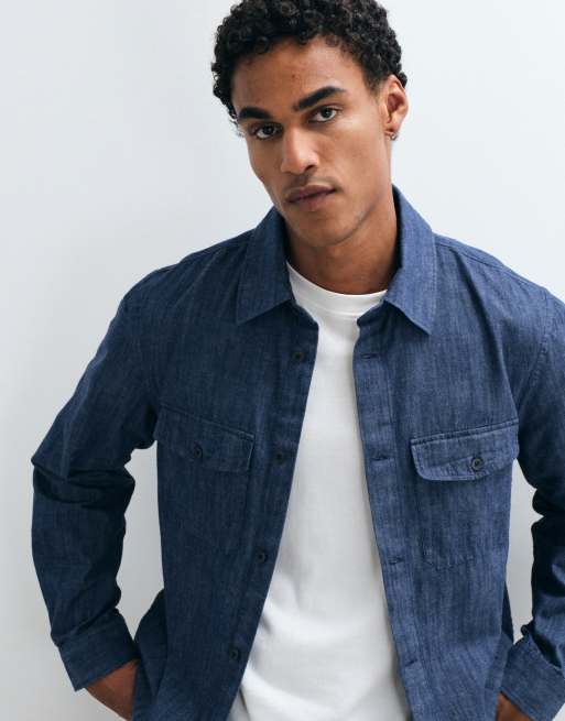 Mango Denim-Hemdjacke in Dunkelblau, 2 von 5