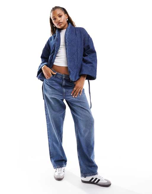Mango - Denim jack met gestrikte taille in blauw