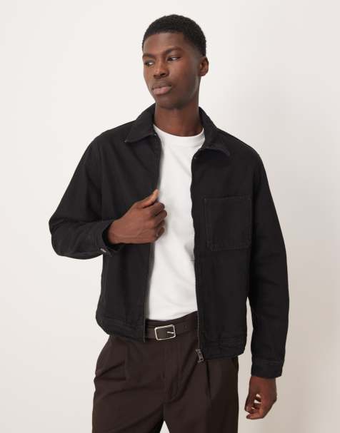 Mango - Denim jack met rits in verwassen zwart - view 1