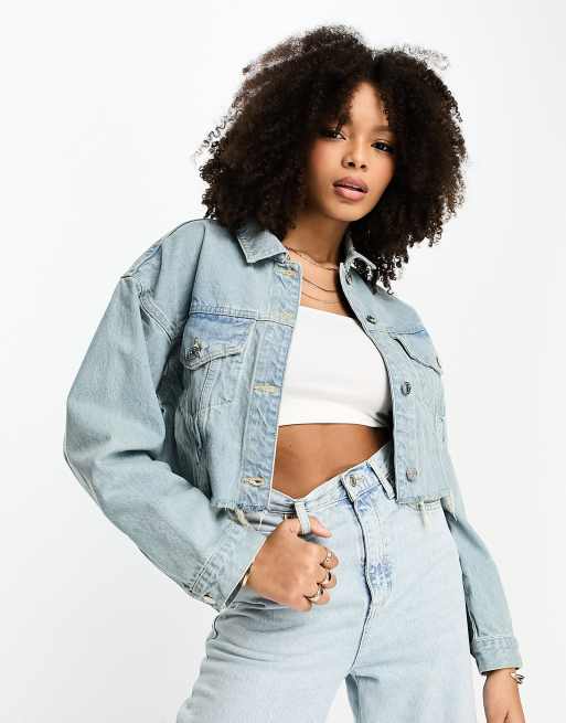 Mango - Frayed Hem Denim Jacket Light Vintage Blue - M - Women