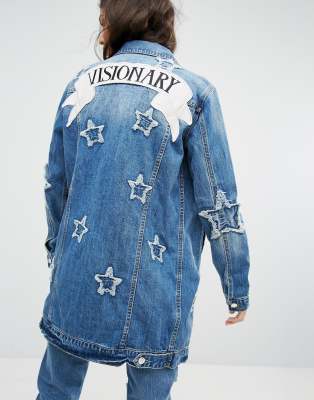 star embroidered denim jacket