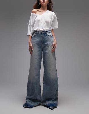 Mango - Denim-Jeans in Hellblau mit langem Oversize-Schnitt