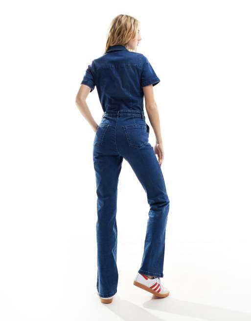 Mango denim jumpsuit in dark blue ASOS