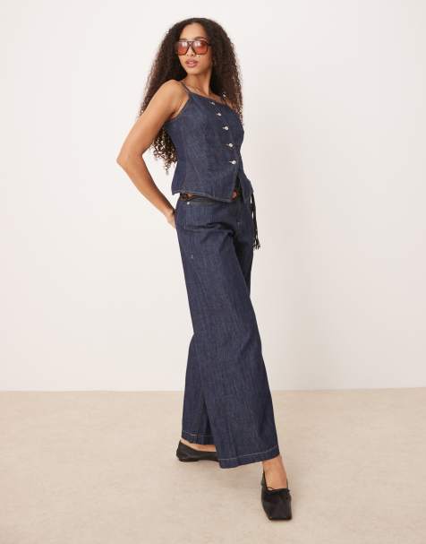 Mango denim look co-ord in dark blue - view 1