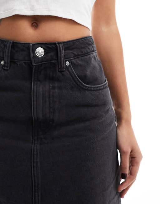 Mango denim maxi skirt in black
