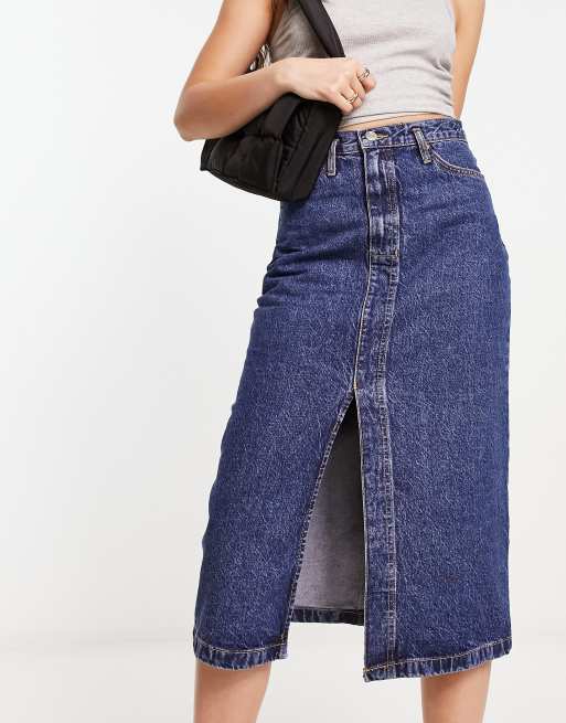 Mango denim 2025 midi skirt