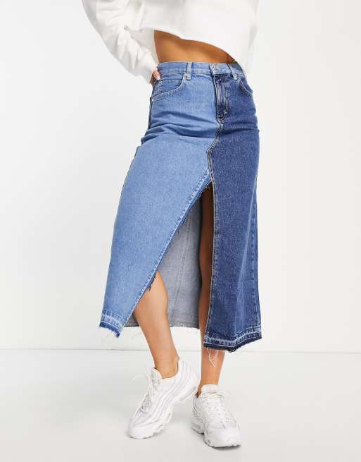 Jupe longue en jean mango sale