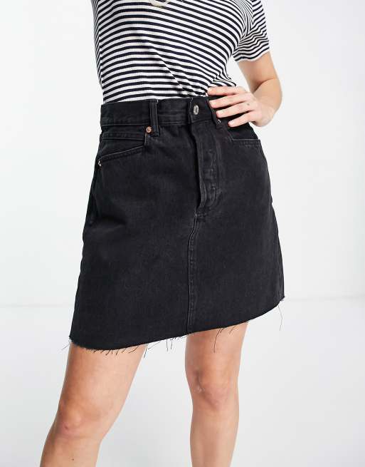 Mango denim mini skirt in black ASOS