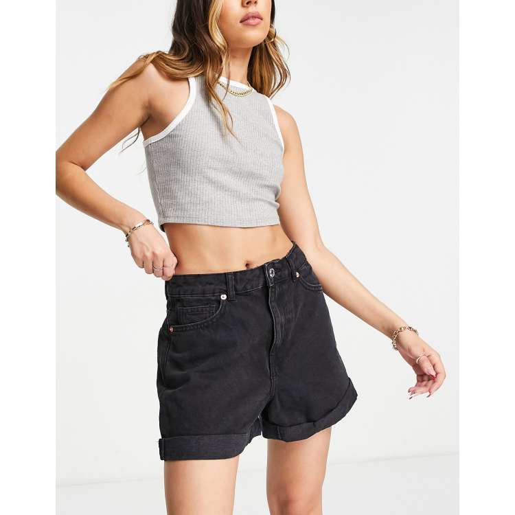 Mango denim mom short in black