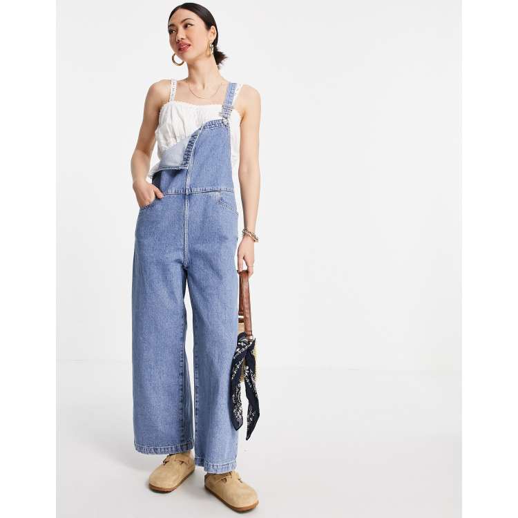 MANGO Wide-Leg Denim Dungarees