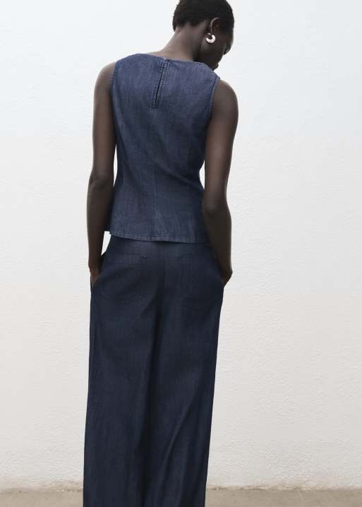Mango denim peplum top in indigo - part of a set, 4 of 4