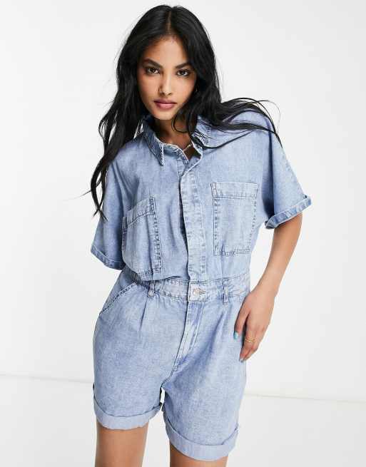 Jean playsuit cheap