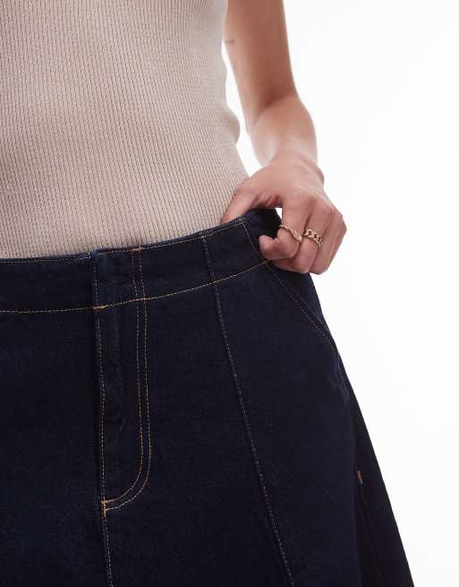 Roman Indigo Cotton Denim Stretch A line Skirt - Size 14