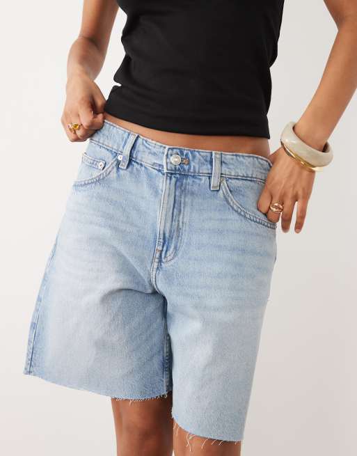 Mango - Denim short van 100% katoen in lichtblauw, 3 van 5