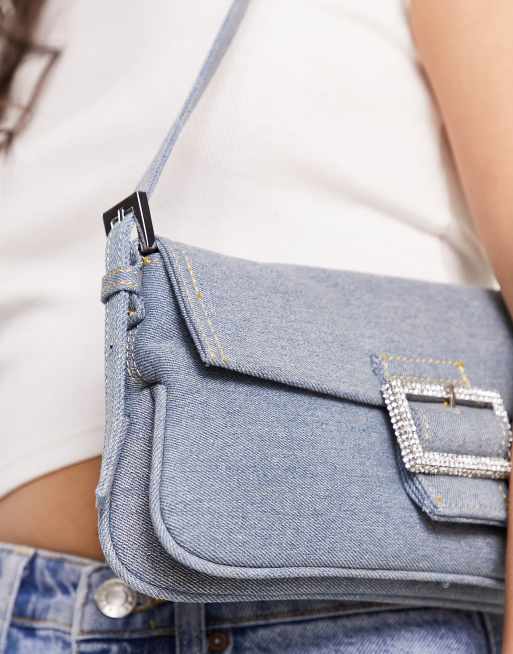 Mango denim shoulder bag in blue