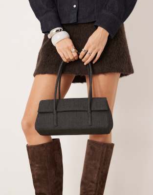 Mango Denim Shoulder Bag In Blue